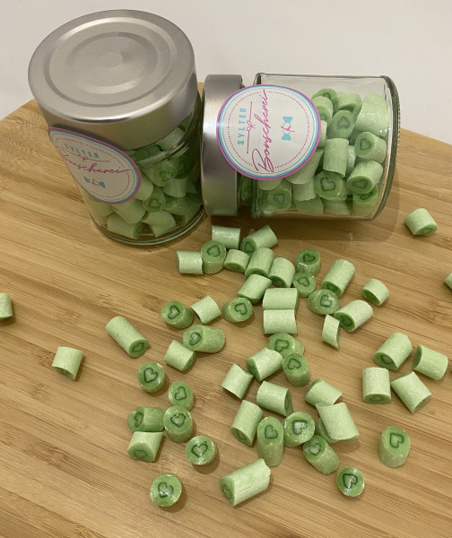 Handgemachte Sylter Bonbons Waldmeister Herz 100g